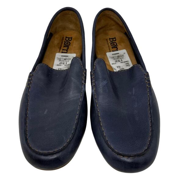 Born Marcel Navy Leather Driving Loafers Men’s 10.5M Moc Toe Comfort - Picture 3 of 10